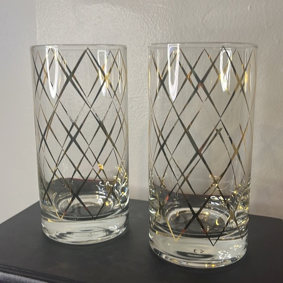 kate spade Other - Kate Spade Gold Trellis Hiball Drinking Glasses Set of 2